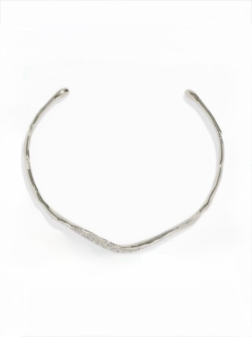 NEW Alexis Bittar Solanales Skinny Collar Necklace Molten Silver Clear CZ AU14